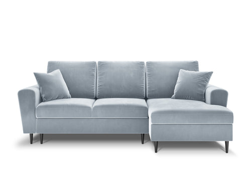 Cosmopolitan Design Converteerbare hoekbank rechts met opbergdoos Kyoto 4-zits, flueel, lichtblauw - 145x241x88cm
