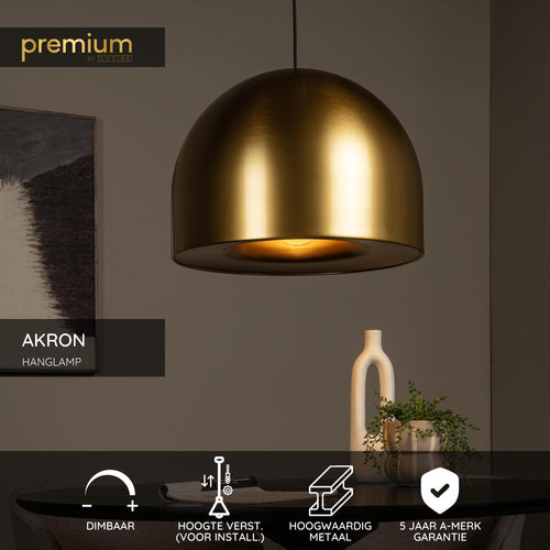 Lucide hanglamp AKRON - 1xE27 - Mat Goud / Messing