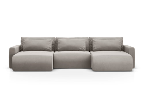 Cosmopolitan Design Converteerbare panoramische bank met opbergdoos Belfast 4-zits, flueel concreet - 149x340x84cm