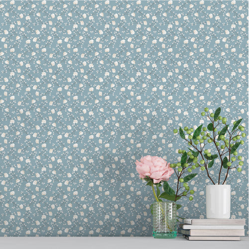 Sanders & Sanders behang bloemetjes vergrijsd blauw en wit - 53 cm x 10 m - 640183 - vtwonen shop