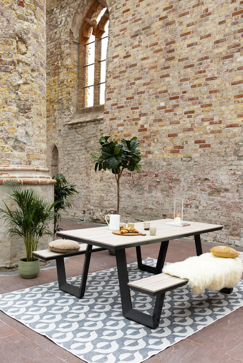 Buitenkleed Esta - Grijs/Wit - dubbelzijdig - EVA Interior - 200 x 290 cm