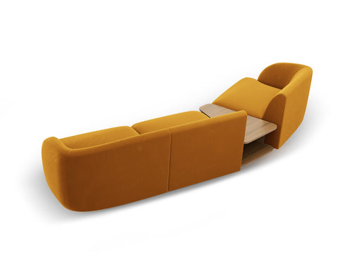 Micadoni - Linker modulaire bank "Miley" 3 zitplaatsen, flueel, geel - 126x303x70cm