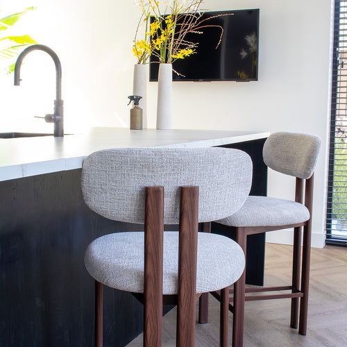 Giga Meubel Barkruk Noor - Stof/Metaal - Walnoot - Zithoogte 75cm - Set van 2 - vtwonen shop