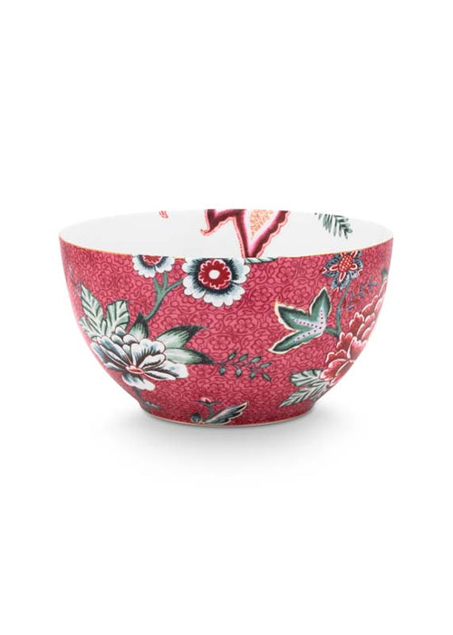 Pip Studio Flower Festival Kommen - Servies - Set van 2 schaaltjes - Donkerroze - 15cm