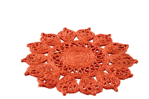 J-Line placemat Zonnebloem - jute - donkeroranje - 2 stuks