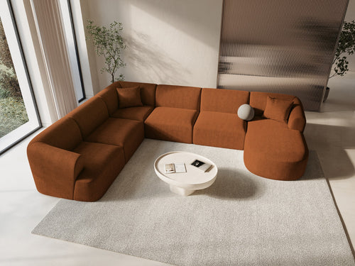 Cosmopolitan Design Modulaire panoramische hoekbank links Campi 7-zits, structurele stof baksteen - 255x330x70cm