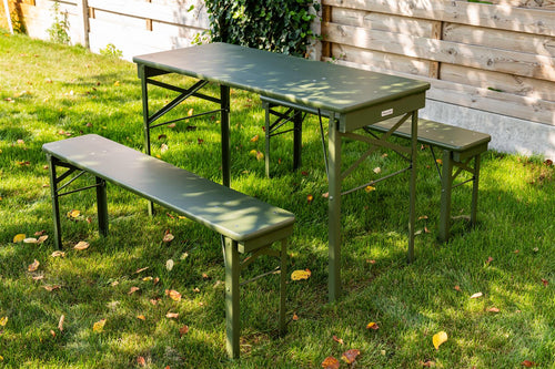 MaximaVida inklapbare bierbank Berlijn 120 x 25 cm olijfgroen - FSC hout - vtwonen shop