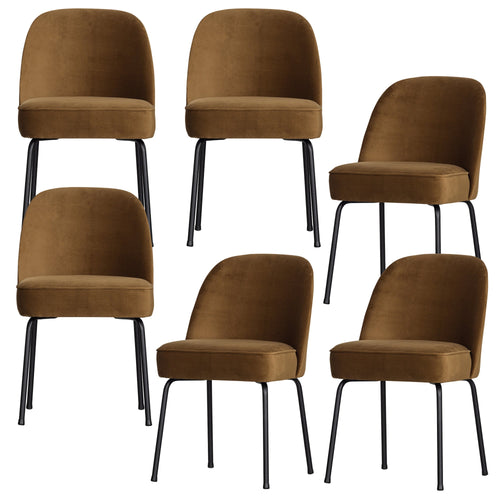 WOOOD eetkamerstoelen Vogue - Fluweel - Honinggeel - Set van 6