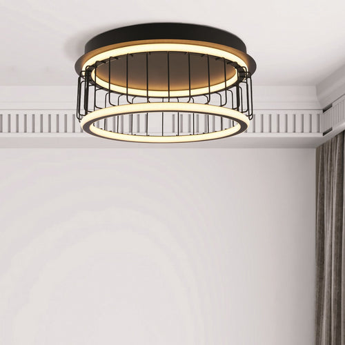 Circolo Cage LED-plafondlamp, zwart metaal