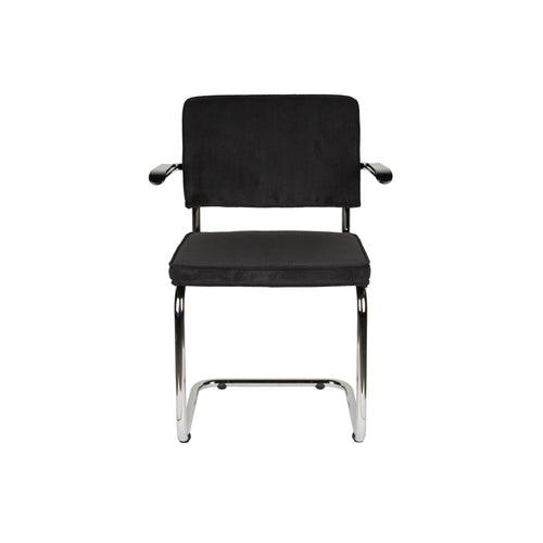 Zuiver Ridge Rib Eetkamerstoelen armleuning Zwart - Set van 2 - vtwonen shop