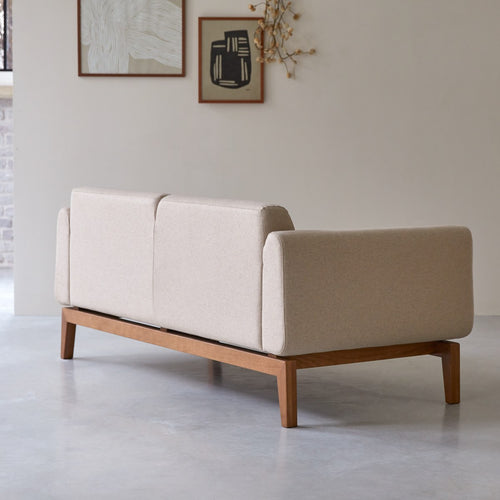 Tikamoon 2-zitsbank van massief eiken en ecru wol - Beige