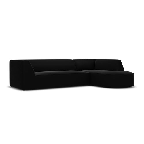 Cosmopolitan Design - Modulaire hoekbank rechts Siena 4-zits, flueel zwart - 180x273x69cm