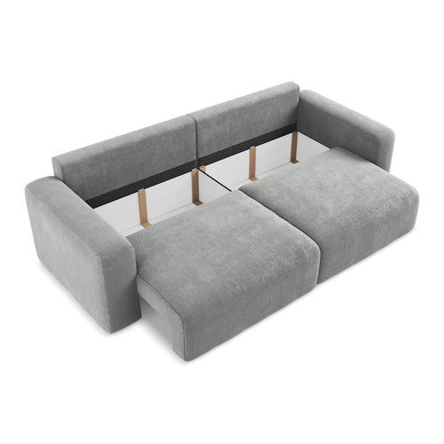 LaMiaSofa 3-zits slaapbank Ostia - chenille stof - grijs - 244x102x79