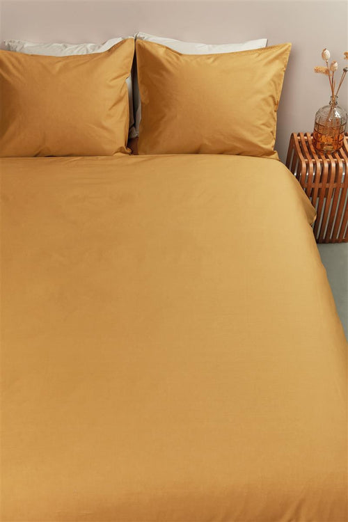 Ambiante Cotton Uni dekbedovertrek - Effen - Tweepersoons - 200x200/220 - Oker
