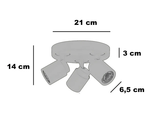 Freelight spot Razza - 3 lichts - 21  x 14   cm - zwart