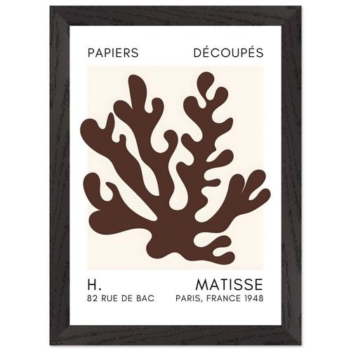 Artfulprints Poster met Lijst Matisse – Saltflower shapes brown   - A4 21x29.7 cm - Bruin