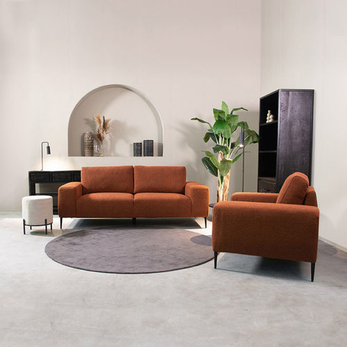 LABEL51 3-Zits Bank Ferraro - Oranje Bouclé - 212x88x85cm