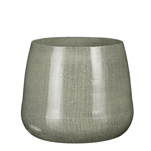 Mica Decorations Benson Bloempot - H16 x Ø19 cm - Metaal - Lichtgrijs - vtwonen shop