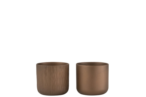 J-Line bloempot Gen - keramiek - goud/koper - small - 2 st. - Ø 13.5 cm
