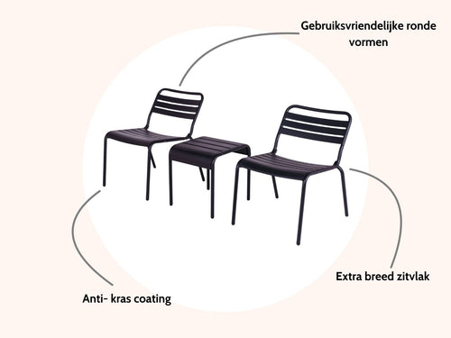 MaximaVida metalen loungestoel set Max XXL zwart - vtwonen shop