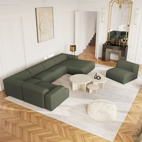 Sia Home - Panoramische bank MYRA - kruisweefsel olijfgroen 354cm