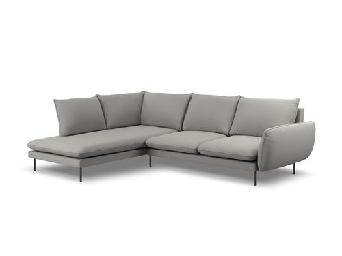 Cosmopolitan Design linker hoekbank Vienna 6-zits, boucle, grijs - 185x275x95cm