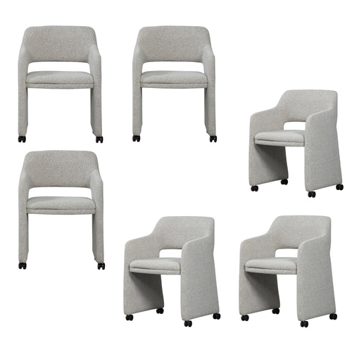 WOOOD eetkamerstoelen Lyric - Bouclé - Greige - Set van 6 - vtwonen shop