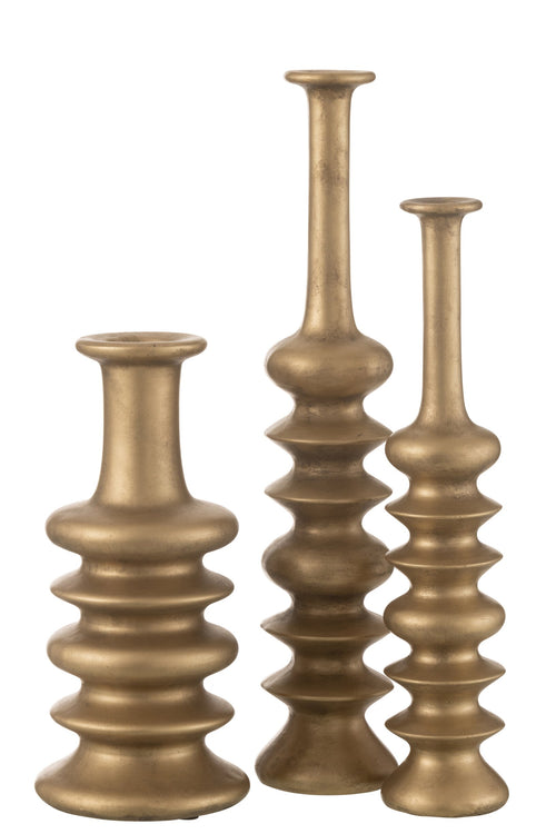 J-Line vaas Nebu Wijd - keramiek - goud - 38 cm hoog