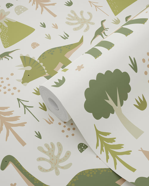 ESTAhome behang dinosaurussen groen - 50 x 900 cm - 131356