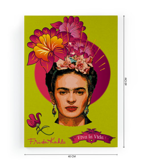 Canvas 60x40 Afdruk Frida Groen