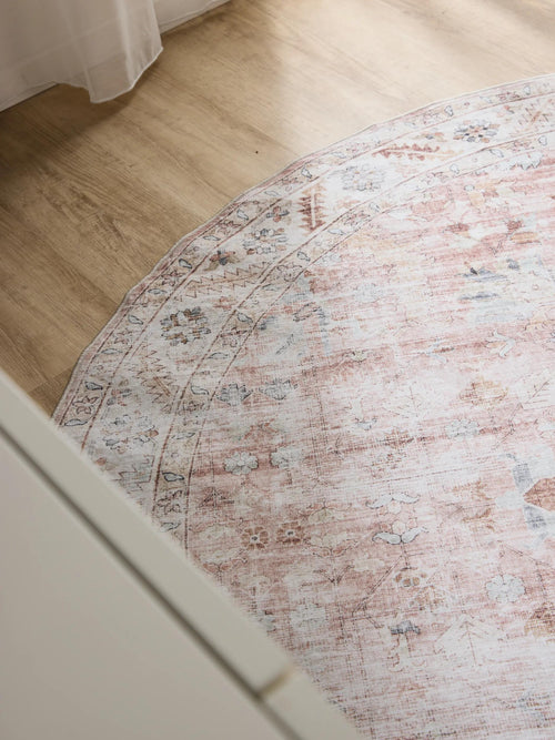 benuta wasbaar vloerkleed George - roze - ø 120 cm