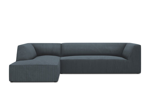 Micadoni linker hoekbank Ruby 4-zits, ribfluwelen, blauw - 180x273x69cm