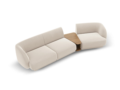 Micadoni Rechte modulaire bank Miley 3-zits, flueel, lichtbeige - 126x303x70cm
