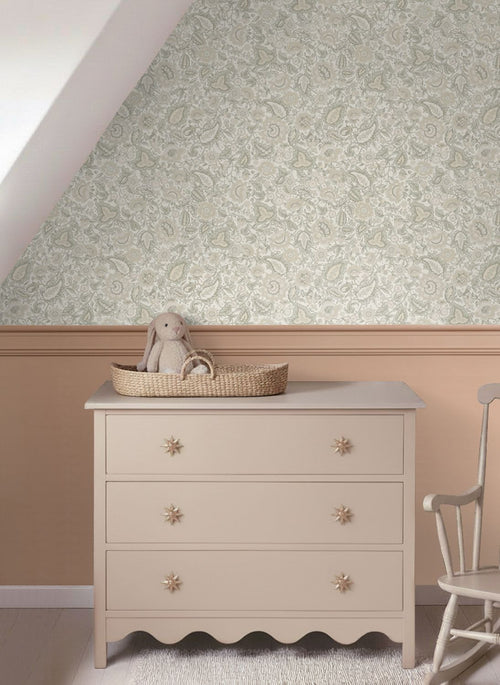ESTAhome behang vintage bloemen blauwgroen - 50 x 900 cm - 132237
