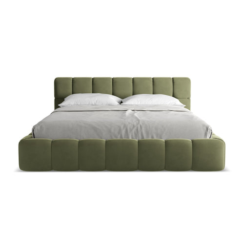 LaMiaSofa Bed met opbergruimte Roma - velours - olijf - 200x228x82