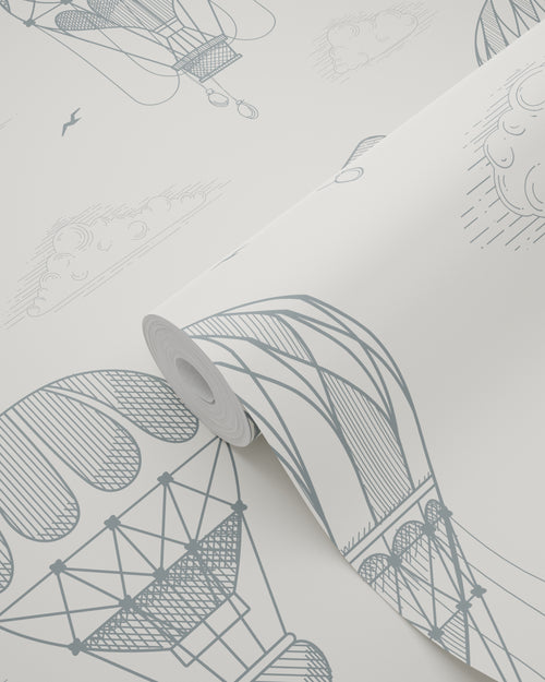 ESTAhome behang luchtballonnen grijs wit - 50 x 900 cm - 139716 - vtwonen shop