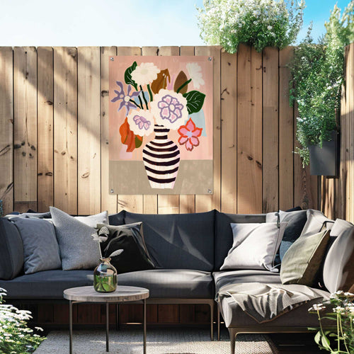Reinders Striped Vase Blooms tuinposter -  meerkleurig/multi color - tuin - 80x60cm