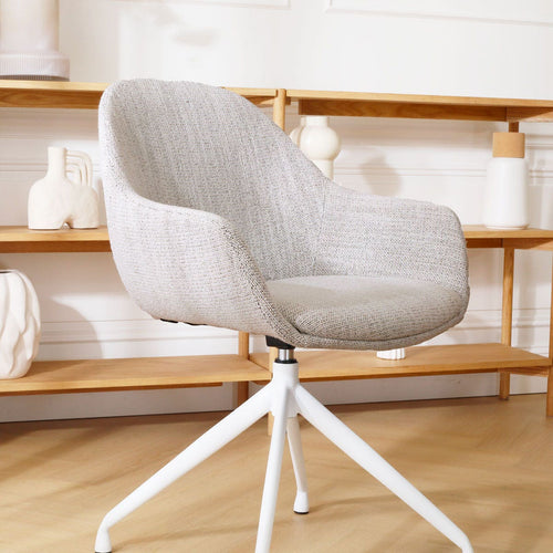 Nolon Nola-Mae Eetkamerstoel Beige Gemêleerd - Draaibaar Wit Onderstel - vtwonen shop