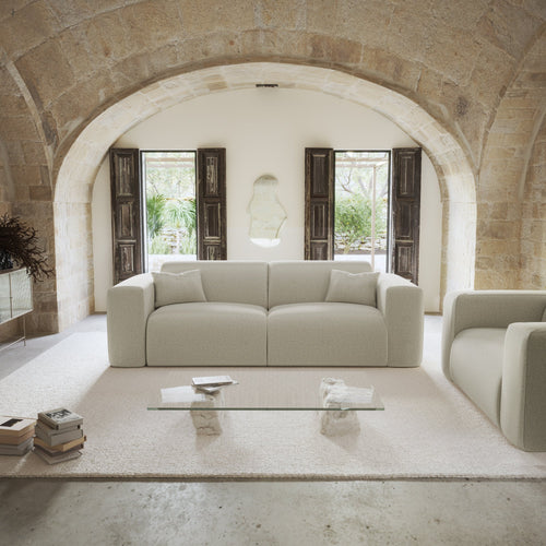 Sia Home - Express slaapbank dunlopillo 160cm MYRA - geweven stof beige 234cm