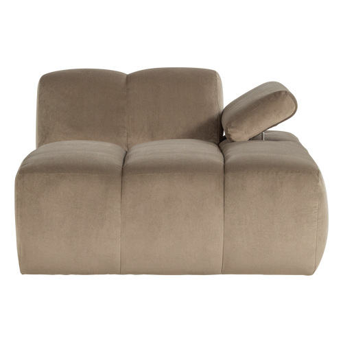 WOOOD chaise longue bank rechts Mojo - Velvet - Khaki - 74x124x162