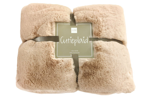 J-Line plaid Cutie - fleece deken – polyester – lichtcamel - 180 x 30 cm