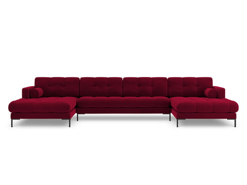 Cosmopolitan Design Panoramische bank Bali 7-zits, flueel, rood - 185x383x75cm