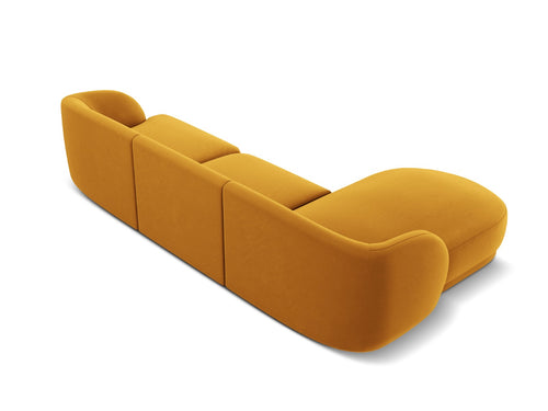 Micadoni linker hoekbank Miley 4-zits, flueel, geel - 156x255x70cm