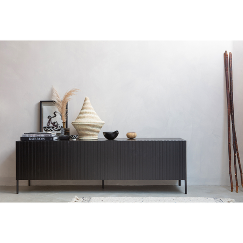 WOOOD tv meubel Grand Gravure - Grenen - Zwart - 56x180x46 - vtwonen shop
