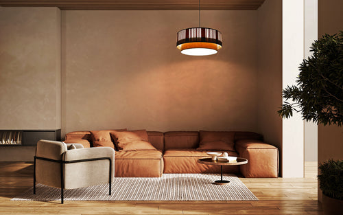 bpskoncept hanglamp Lami Line - linnen & crème - Ø50 cm