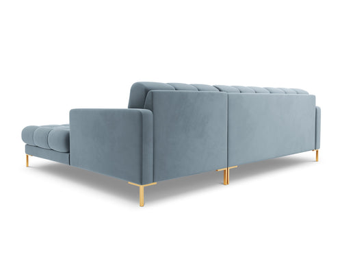 Cosmopolitan Design rechter hoekbank Bali 5-zits, flueel, lichtblauw - 185x293x75cm