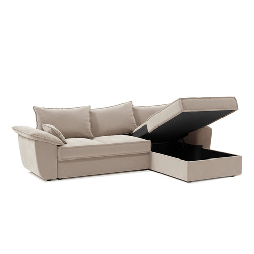 Sia Home - Hoekbank rechts SASHA - Fluwelen stof - Beige - 257cm - vtwonen shop