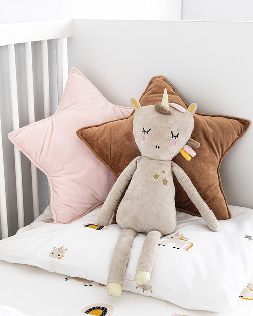 Petite Amélie Unicorn knuffel Lara bruin roze - Polyester - beige