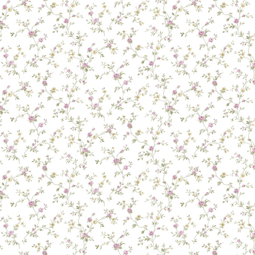 Sanders & Sanders behang bloemetjes groen, paars en wit - 53 cm x 10 m - 640406