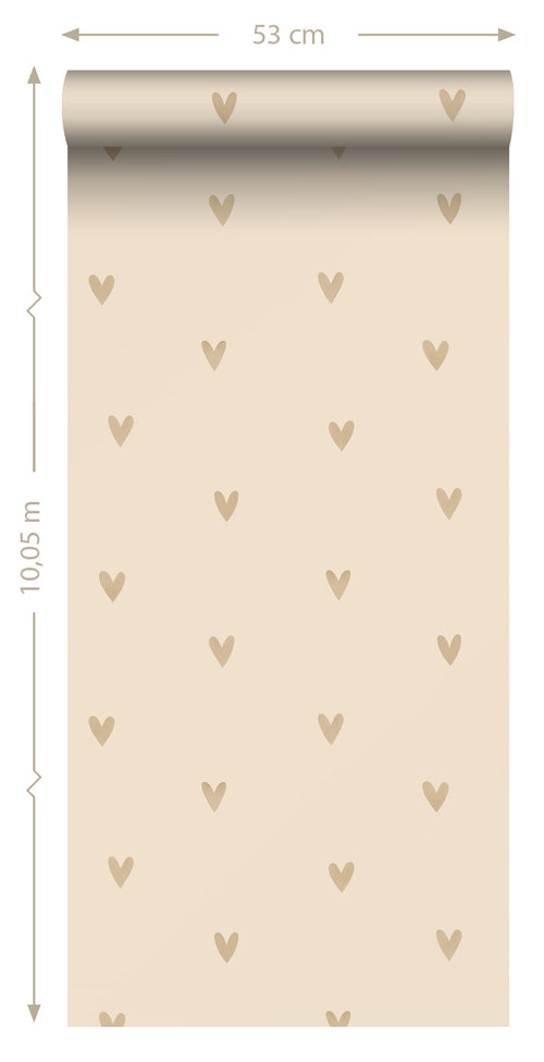 ESTAhome behang hartjes beige - 53 cm x 10.05 m - 139769